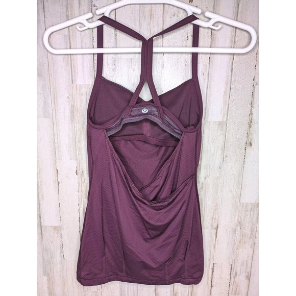 Lululemon C.Y.B Tank Plum Wee Are From Space Built In Bra Open Back Size 6 - Picture 1 of 7